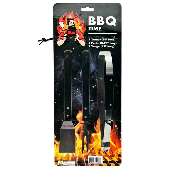 3 Piece Large Barbecue Grilling Tool Set