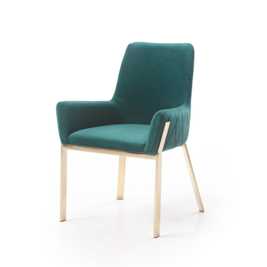 Robin Modern Green Velvet & Gold Dining Chair