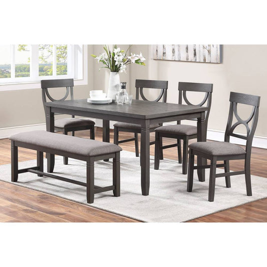 Dasher 6 Piece Wood Dining Set, Grey